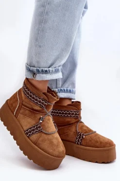 Damskie Śniegowce Na Grubej Podeszwie Z Wiązaniem Camel Milson