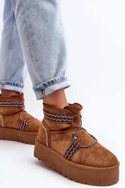 Damskie Śniegowce Na Grubej Podeszwie Z Wiązaniem Camel Milson