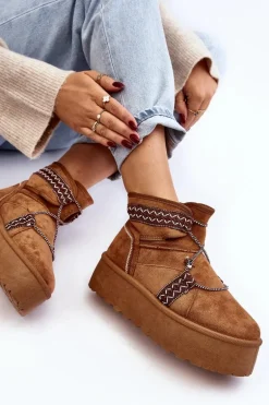 Damskie Śniegowce Na Grubej Podeszwie Z Wiązaniem Camel Milson