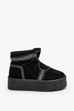 Damskie Śniegowce Na Grubej Podeszwie Z Wiązaniem Czarne Milson