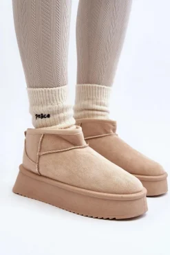 Damskie Śniegowce Na Grubej Podeszwie Beżowe Caliksa