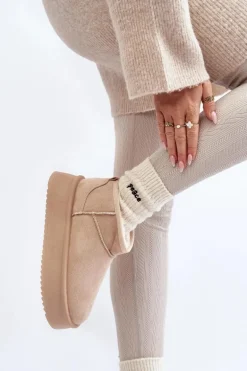 Damskie Śniegowce Na Grubej Podeszwie Beżowe Caliksa