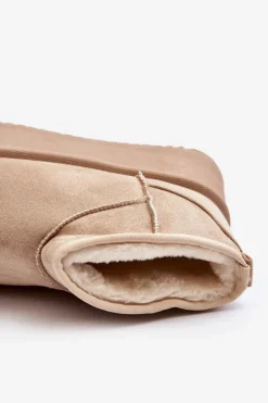 Damskie Śniegowce Na Grubej Podeszwie Beżowe Caliksa