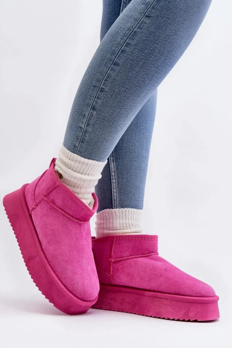 Damskie Śniegowce Na Grubej Podeszwie Różowe Caliksa