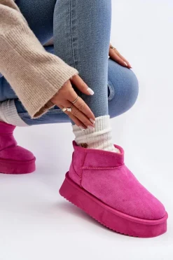 Damskie Śniegowce Na Grubej Podeszwie Różowe Caliksa