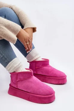 Damskie Śniegowce Na Grubej Podeszwie Różowe Caliksa