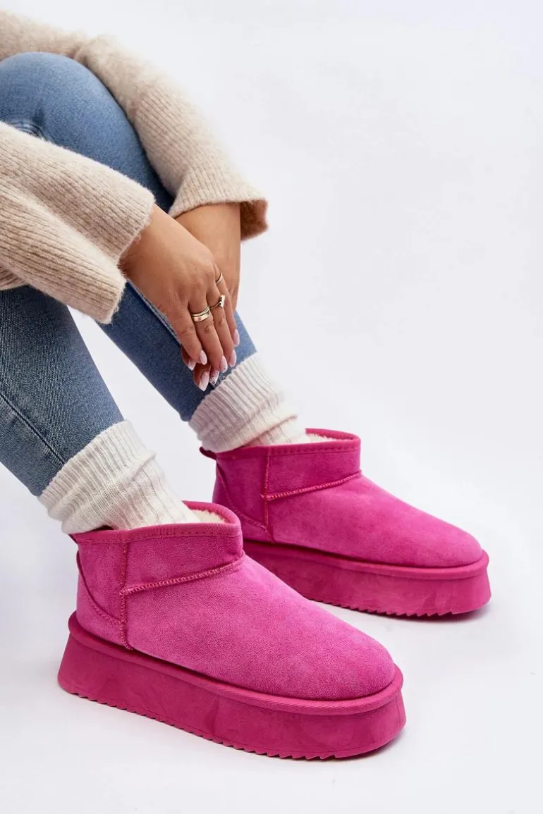 Damskie Śniegowce Na Grubej Podeszwie Różowe Caliksa