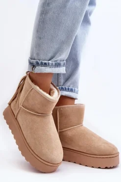 Damskie Śniegowce Na Masywnej Platformie Z Frędzlami Beżowe Lirico