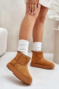 Damskie Śniegowce Na Platformie Z Eko Zamszu Camel Atteria