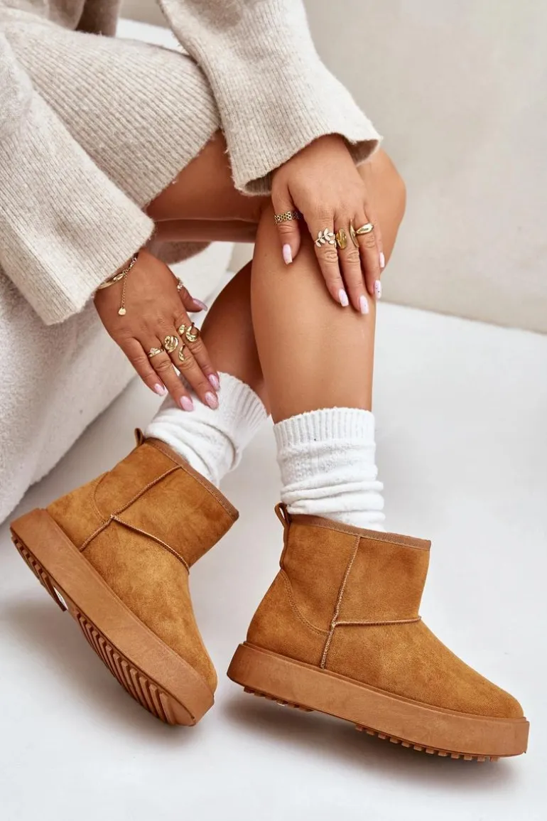 Damskie Śniegowce Na Platformie Z Eko Zamszu Camel Atteria