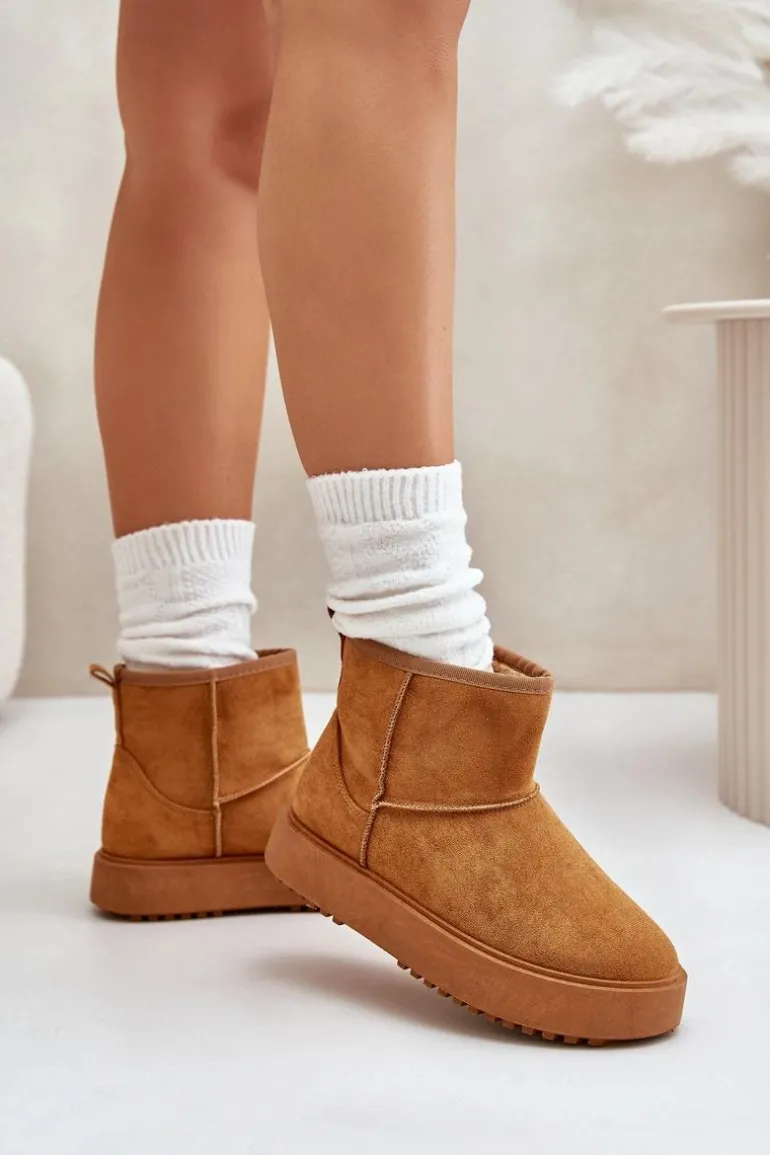 Damskie Śniegowce Na Platformie Z Eko Zamszu Camel Atteria