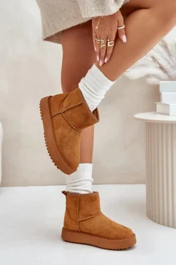 Damskie Śniegowce Na Platformie Z Eko Zamszu Camel Atteria