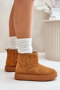 Damskie Śniegowce Na Platformie Z Eko Zamszu Camel Atteria