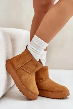 Damskie Śniegowce Na Platformie Z Eko Zamszu Camel Atteria