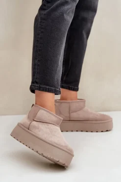 Damskie Śniegowce Na Platformie Beżowe Ninala