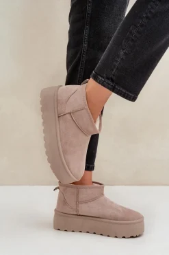 Damskie Śniegowce Na Platformie Beżowe Ninala