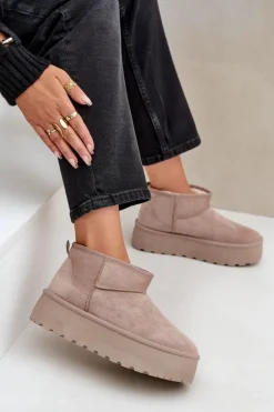 Damskie Śniegowce Na Platformie Beżowe Ninala