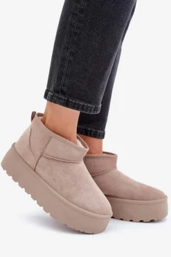 Damskie Śniegowce Na Platformie Beżowe Ninala