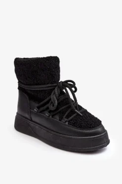 Damskie Śniegowce Na Platformie Czarne Ahatissa