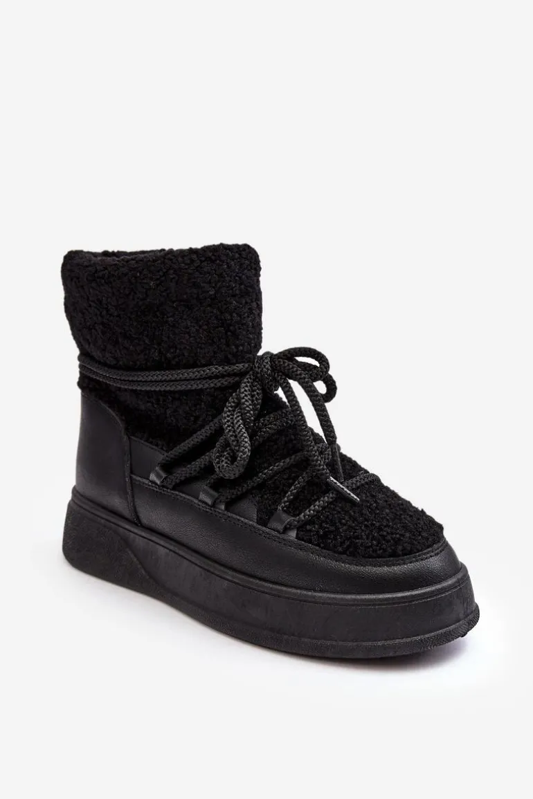 Damskie Śniegowce Na Platformie Czarne Ahatissa