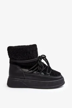 Damskie Śniegowce Na Platformie Czarne Ahatissa