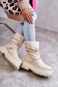 Damskie Śniegowce Na Platformie Beżowe Lilou