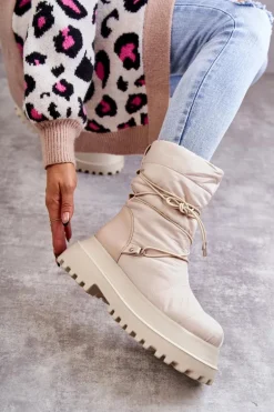 Damskie Śniegowce Na Platformie Beżowe Lilou