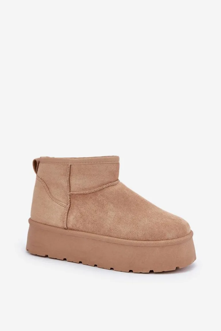 Damskie Śniegowce Na Platformie Ciemnobeżowe Ninala