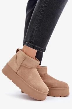 Damskie Śniegowce Na Platformie Ciemnobeżowe Ninala