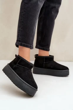 Damskie Śniegowce Na Platformie Czarne Ninala