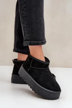 Damskie Śniegowce Na Platformie Czarne Ninala