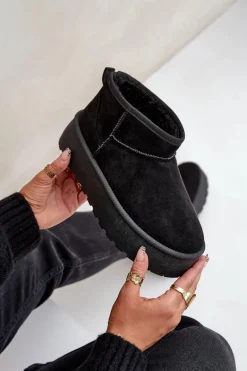 Damskie Śniegowce Na Platformie Czarne Ninala