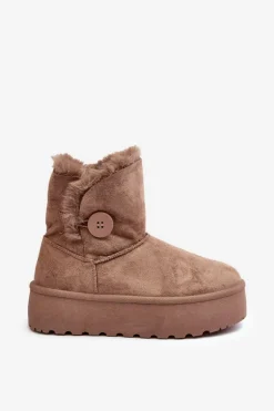 Damskie Śniegowce Na Platformie Z Futerkiem Beżowe Wikasem