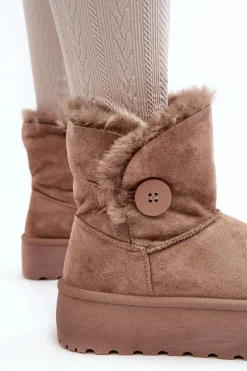 Damskie Śniegowce Na Platformie Z Futerkiem Beżowe Wikasem