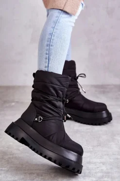 Damskie Śniegowce Na Platformie Czarne Lilou