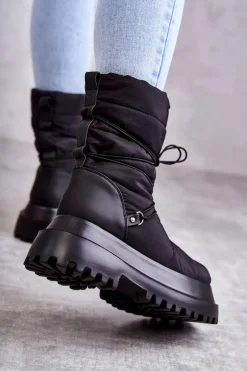 Damskie Śniegowce Na Platformie Czarne Lilou