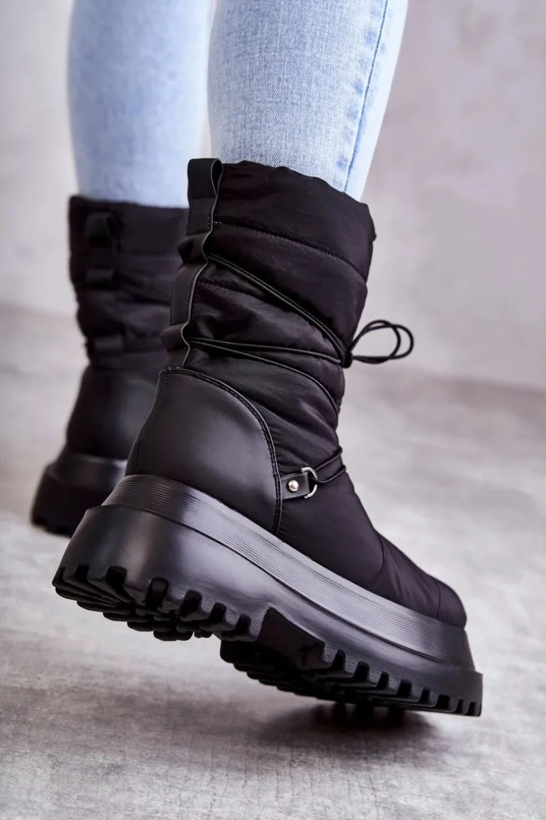 Damskie Śniegowce Na Platformie Czarne Lilou