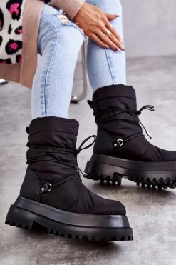 Damskie Śniegowce Na Platformie Czarne Lilou