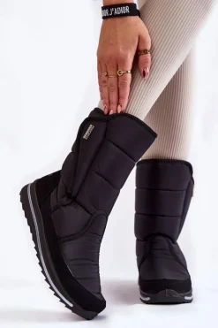 Damskie Śniegowce Na Rzep Progress PROGJ-22-128 Czarne