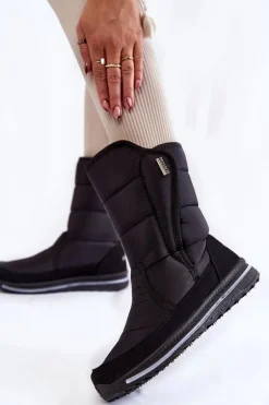 Damskie Śniegowce Na Rzep Progress PROGJ-22-128 Czarne