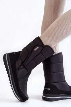 Damskie Śniegowce Na Rzep Progress PROGJ-22-128 Czarne