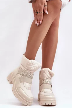 Damskie Śniegowce Na Suwak Ocieplane Jasnobeżowe Zeva