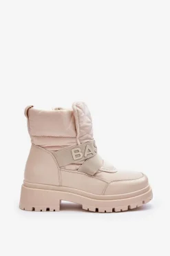 Damskie Śniegowce Na Suwak Ocieplane Jasnobeżowe Zeva