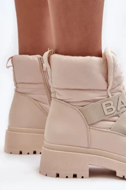 Damskie Śniegowce Na Suwak Ocieplane Jasnobeżowe Zeva