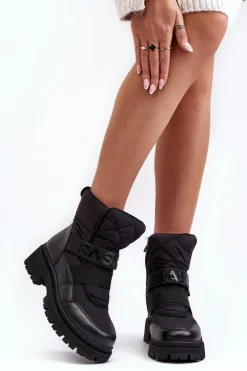 Damskie Śniegowce Na Suwak Ocieplane Czarne Zeva