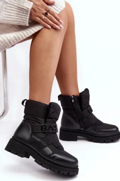 Damskie Śniegowce Na Suwak Ocieplane Czarne Zeva