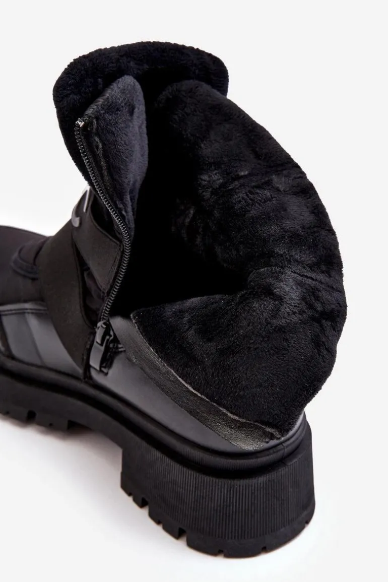 Damskie Śniegowce Na Suwak Ocieplane Czarne Zeva