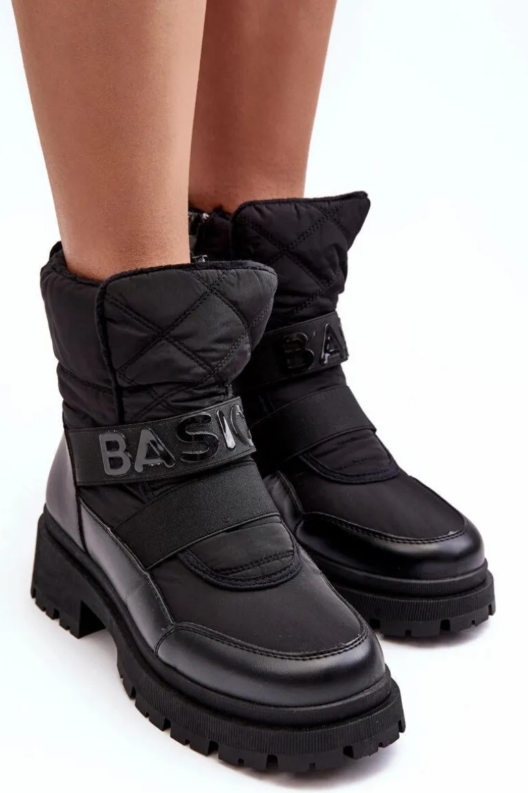 Damskie Śniegowce Na Suwak Ocieplane Czarne Zeva