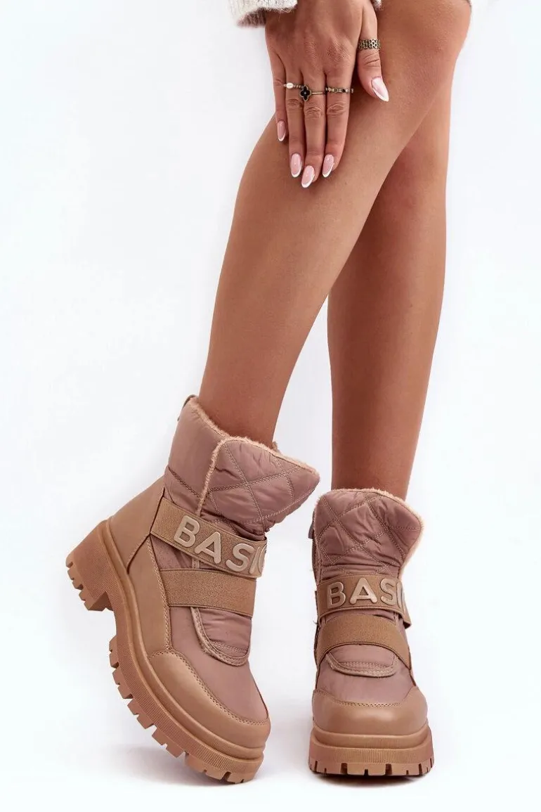 Damskie Śniegowce Na Suwak Ocieplane Beżowe Zeva