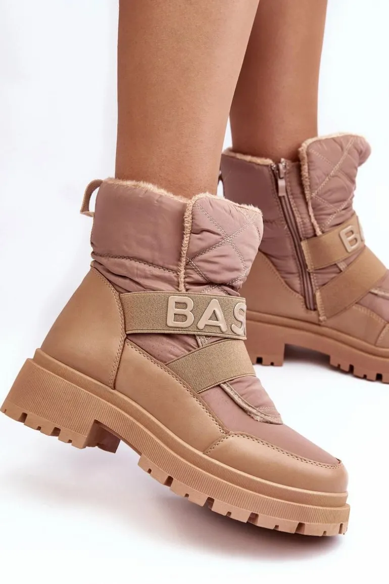 Damskie Śniegowce Na Suwak Ocieplane Beżowe Zeva